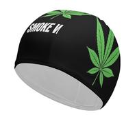 JustGreen Weed Leaf Leaves Fashion Swim Cap for Women Men Unisex Easy to Put On and Off Bathing Caps to Keep Hair Dry