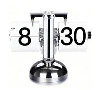 JUSTHERE Retro Flip Clock, Battery Powered Table/Desk Clock for Bedroom, Internal Gear Operated Digital Flip Clock Vintage for School Hotel Bedroom & Office Decor (White)