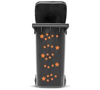 JustHouseSigns Bin Sticker Set Stars, 41 outdoor decals in 2 sizes, self adhesive vinyl stickers for wheelie bin laptop car caravan waste container decor, Colour:orange
