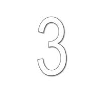 JustHouseSigns House Number 3 ARIAL Door Numbers in 3 Sizes (15, 20, 25cm / 5.9, 7.8, 9.8in) Modern Floating House Number Acrylic incl. Fixings, Colour:White, Size:25cm / 9.8'' / 250mm