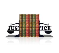 Justice Bookends for Bookshelf, Metal Black Magic Book Stopper, Unique Lawyer Gifts for Law Student Friends, Study Room Home Office Decor