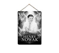 Justice For Henry Nowak Metal Sign | Sublimation Print | Black & White Gates Portrait Tribute | A5 A4 A3 | Twine or Sticky Pad