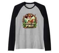 Justice for P'Nut Adorable Cowboy Hat Peanut the Squirrel Raglan Baseball Tee