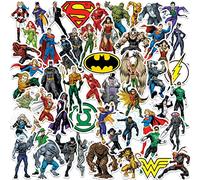 Justice League Characters 50ct Vinyl Large Deluxe Stickers Variety Pack - Laptop, Water Bottle, Scrapbooking, Tablet, Skateboard, Indoor/Outdoor - Set of 50
