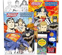 Justice League Coloring Books Set - Bundle with 2 DC Comics Activity Books Featuring Superman, Batman, More Plus Colored Pencils | Justice League Coloring for Kids, Teens, Adults