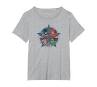Justice League Four Heroes T-Shirt, Women's Plus, Heather Grey, 4X