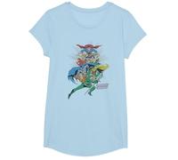 Justice League in League Characters T-Shirt, Girls, Baby Blue, X-Small