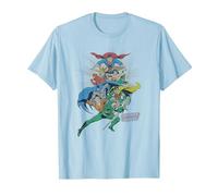 Justice League in League Characters T-Shirt, Men, Baby Blue, 3X-Large