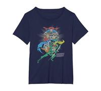 Justice League in League Characters T-Shirt, Women's Plus, Navy Blue, 2X