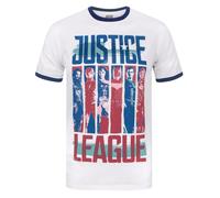 Justice League Mens Character Strips Ringer T-Shirt / N/A N/A NS4414