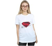 Justice League Movie Superman Logo Cotton Boyfriend T-Shirt DC Comics White M
