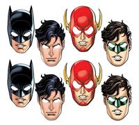 Justice League Multicolor Party Paper Masks - Pack of 8 (4 Assorted Styles) - Ideal for Kids and Adults Superhero Themed Parties