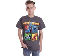 Justice League - Squares Charcoal - T-Shirt - grey - M - 100% Cotton M