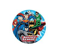 Justice League Super Heroes Round (20cm - 8 inch) Edible Wafer Cake Topper, Aleatory Product (Can't Choose), Licensed Product. Dekora.