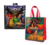 Justice League Tote Bags for Kids, Adults - 2 Pc Bundle with Justice League Tote Bags Featuring Batman, Superman, Wonder Woman, Black, L