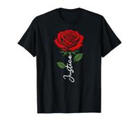 Justice Personalized Rose Name Floral Women Girls T-Shirt