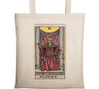 Justice Tarot Card Art Logo Natural Ecological Cotton Tote Bag Beige