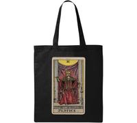 Justice Tarot Card Art Logo Natural Ecological Cotton Tote Bag Black