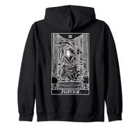 Justice Tarot Card Grim Reaper Halloween Gothic Back Print Zip Hoodie