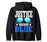 Justice Wears Blue Police Officer Law Enforcement Zip Hoodie