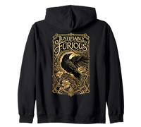 Justifiably Furious Crow Anti-Patriarchy Raven Goth Feminist Zip Hoodie