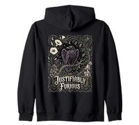 Justifiably Furious Raven Anti Patriarchy Goth Nouveau Art Zip Hoodie