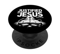 Justified by Jesus Acts 13 Faith Over Law Gospel Truth PopSockets Adhesive PopGrip