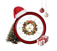 JUSTIME 14-inch 12 Song of Carols of Christmas Wreath Melody Wall Clock Christmas Musical Clock Chime Wall Clock in Wall Christmas Home Decor Wall Deco Round Wall Clock Red
