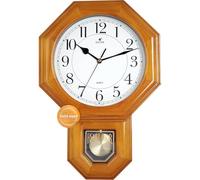 JUSTIME 18" Schoolhouse Solid Wood Pendulum Wall Clock, Westminster Chime