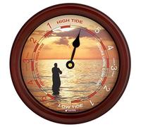 JUSTIME Tide Clock, 21.6 cm (8.5 Inch) Tidal Wall Clock with Water-Resistant Plastic Case, Colourful High & Low Tide Coastal Home Décor for UK & Atlantic Coastlines (TT021-Fish Brown)