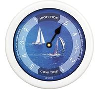 JUSTIME Tide Clock, 21.6 cm (8.5 Inch) Tidal Wall Clock with Water-Resistant Plastic Case, Colourful High & Low Tide Coastal Home Décor for UK & Atlantic Coastlines (TT024-Yacht White)