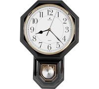 JUSTIME Traditional Schoolhouse Easy to Read Regulator Wall Clock, Chiming Wall Clocks with Pendulum & Westminster Chime Hourly, Schoolhouse Wall Decor Battery Operated (Gun Metal)