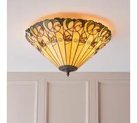 justin 2 light tiffany glass wall ceiling light in multicolour