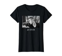 Justin Bieber Official Reflection Photo B&W T-shirt T-Shirt, Women, Black, Large