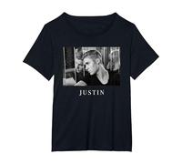 Justin Bieber Official Reflection Photo B&W T-Shirt T-Shirt, Women's Plus, Black, 5X