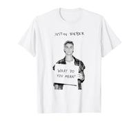 Justin Bieber What Do You Mean Single Cover B&W T-Shirt T-Shirt, Men, White, 6X-Large