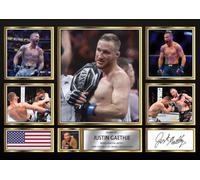 Justin Gaethje Signed Autograph Photograph Display - Perfect for MMA Fans, A2 Poster + Black Frame - Limited Edition Autograph Fan Gift - Collectible Memorabilia Merchandise