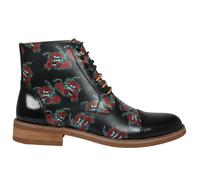 TruClothing Men's Boot Black Oxford Floral Skull Print Lace Up Leather Dress Ankle Boots - Black 11 UK