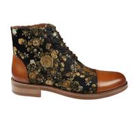 TruClothing Men's Boot Oxford Brogue Floral Print Lace Up Leather Ankle Boots - Brown 6