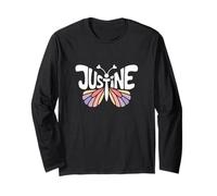 Justine Butterfly - Personalized Cute Name Word Art Long Sleeve T-Shirt