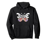 Justine Butterfly - Personalized Cute Name Word Art Pullover Hoodie