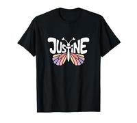 Justine Butterfly - Personalized Cute Name Word Art T-Shirt