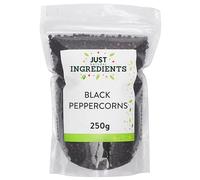 JustIngredients Black Peppercorns 250g, Organic Whole, Coarse Cracked Black Pepper for Grinder Mill, Seasoning, Spice, Fresh Pepper for Cooking