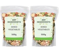 JustIngredients Essentials Mixed Vegetables 500g, Dried Veg Mix, Dehydrated, Long Shelf Life, Bulk Buy, Perfect for Roasting, Snacks & Cooking (Pack of 2)