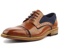 JUSTINREESS Dennis Men's Lace Up Derby Toe Suede Leather Brogue Shoes (Brown Blue, 7 UK)