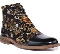 JUSTINREESS ENGLAND Adam Floral Men's Lace Up Floral Print Boot Ankle Boots (Navy, UK 9)