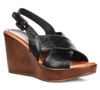 JUSTINREESS ENGLAND Celeste Women's Cross Buckle Wedge Platform Wedges (Black, UK 8)