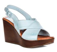 JUSTINREESS ENGLAND Celeste Women's Cross Buckle Wedge Platform Wedges (Sky Blue, UK 4)