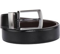 JUSTINREESS ENGLAND Coulton Men’s Genuine Leather Reversible Belt 3.2cm, Leather Casual 2 Sides Belts with Anti-Scratch Silver Zinc-Alloy Adjustable Buckle (Dark Brown & Black, 28" - 30" Waist)