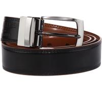 JUSTINREESS ENGLAND Eli Men’s Genuine Leather Reversible Belt 3.2cm (1.25"), Leather Casual 2 Sides Belts with Anti-Scratch Zinc-Alloy Adjustable Buckle (Black & Brown, 36" - 38" Waist)